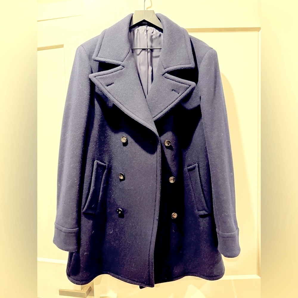 NWT Suitsupply Navy Double-Breasted Pea Coat Wool